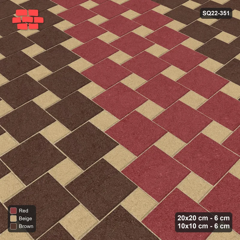 Interlock (Pasco) 20x20 cm · SQ22-351 · Offset Lattice, Bands - Tuscany (Mirrored) · Side view