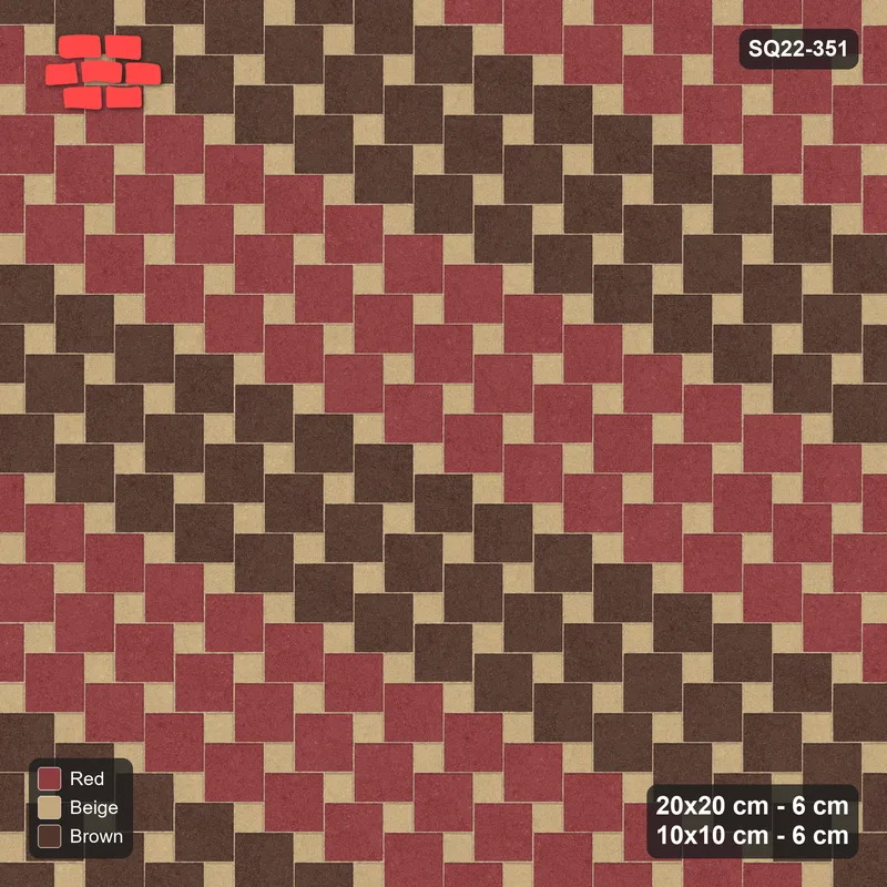 Interlock (Pasco) 20x20 cm · SQ22-351 · Offset Lattice, Bands - Tuscany (Mirrored) · Top view