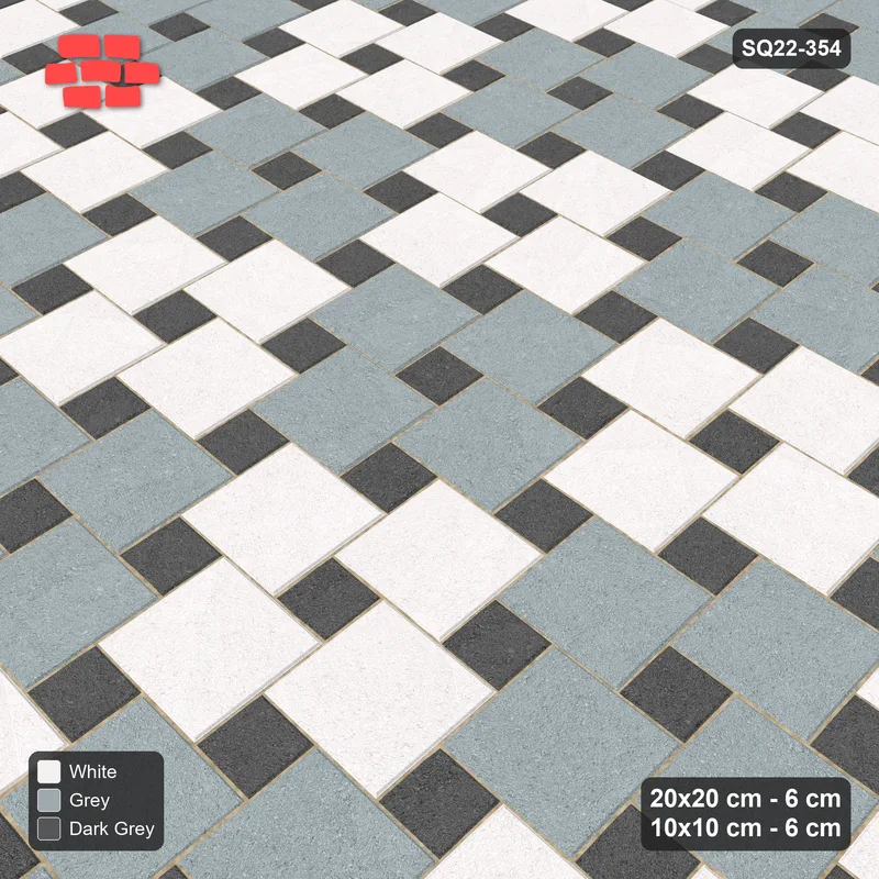 Interlock (Pasco) 20x20 cm · SQ22-354 · Offset Lattice, Checker - Monochrome · Side view
