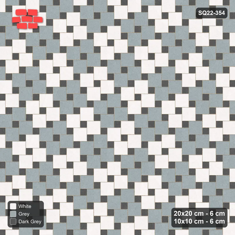 Interlock (Pasco) 20x20 cm · SQ22-354 · Offset Lattice, Checker - Monochrome · Top view