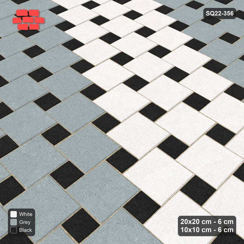 Interlock (Pasco) 20x20 cm · SQ22-356 · Offset Lattice, Bands - Tuxedo (Mirrored) · Side view