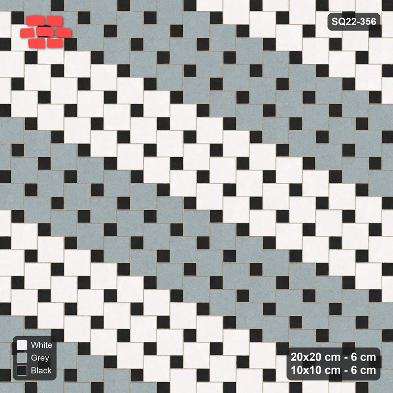 Interlock (Pasco) 20x20 cm · SQ22-356 · Offset Lattice, Bands - Tuxedo (Mirrored) · Top view