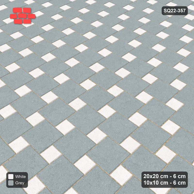 Interlock (Pasco) 20x20 cm · SQ22-357 · Offset Lattice, Swapped - Salt & Pepper · Side view