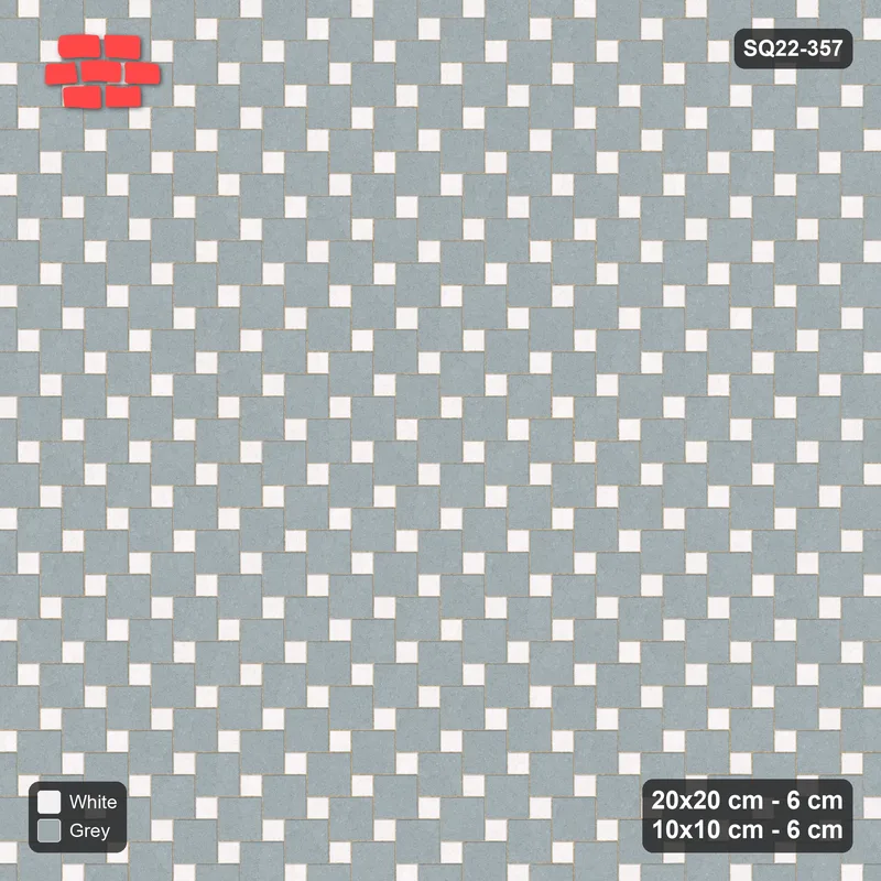 Interlock (Pasco) 20x20 cm · SQ22-357 · Offset Lattice, Swapped - Salt & Pepper · Top view
