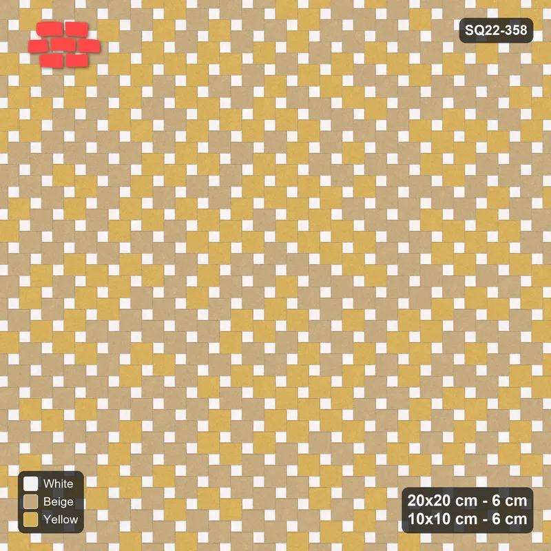 Interlock (Pasco) 20x20 cm · SQ22-358 · Offset Lattice, Blend - Golden Sand (Mirrored) · Top view