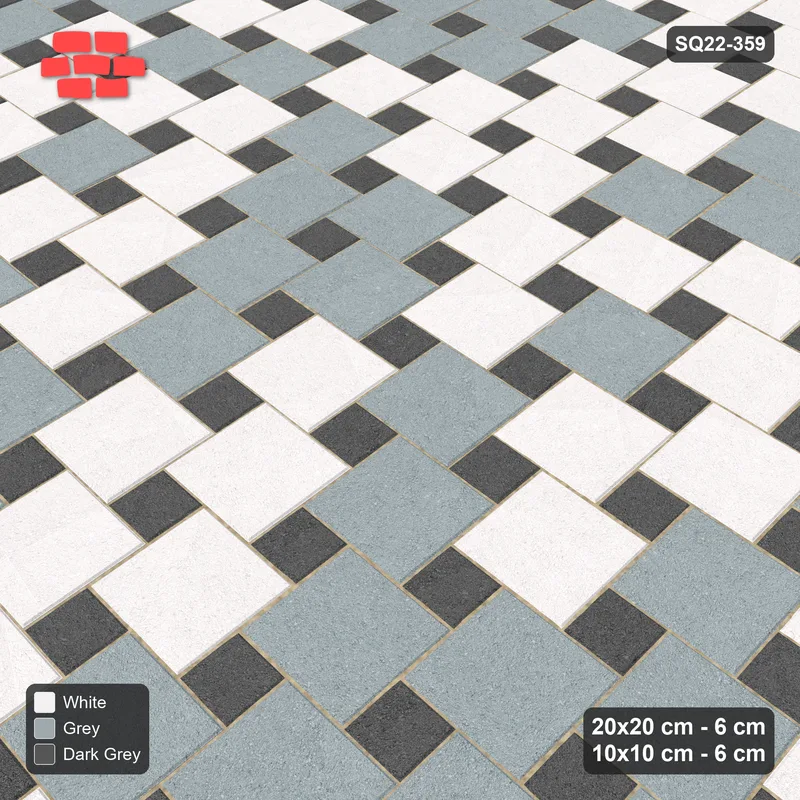 Interlock (Pasco) 20x20 cm · SQ22-359 · Offset Lattice, Blend - Monochrome · Side view