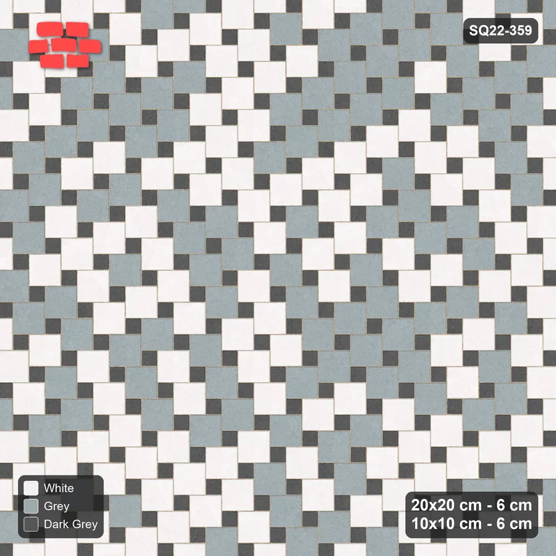 Interlock (Pasco) 20x20 cm · SQ22-359 · Offset Lattice, Blend - Monochrome · Top view