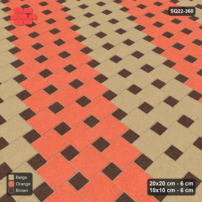 Interlock (Pasco) 20x20 cm · SQ22-360 · Offset Lattice, Bands - Autumn (Mirrored) + Kerb · Side view