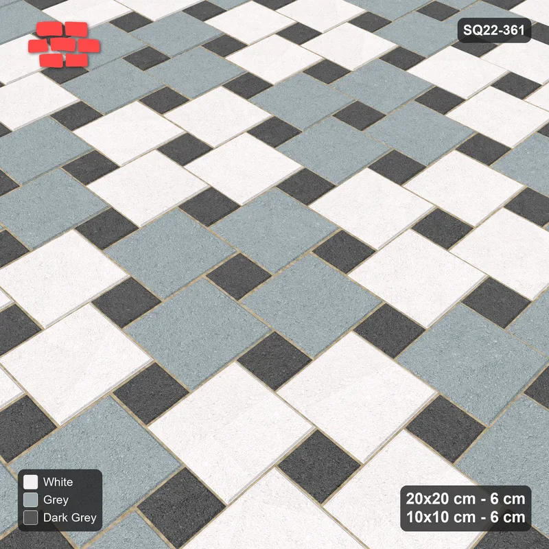 Interlock (Pasco) 20x20 cm · SQ22-361 · Offset Lattice, Checker - Monochrome (Mirrored) · Side view
