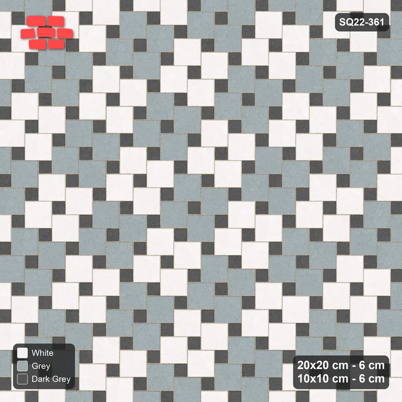 Interlock (Pasco) 20x20 cm · SQ22-361 · Offset Lattice, Checker - Monochrome (Mirrored) · Top view