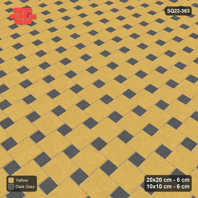 Interlock (Pasco) 20x20 cm · SQ22-363 · Offset Lattice, Solid - Mustard Slate (Mirrored) · Side view