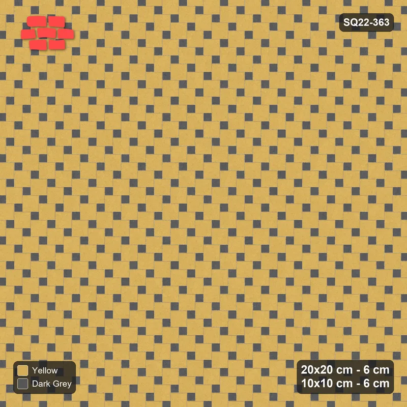 Interlock (Pasco) 20x20 cm · SQ22-363 · Offset Lattice, Solid - Mustard Slate (Mirrored) · Top view