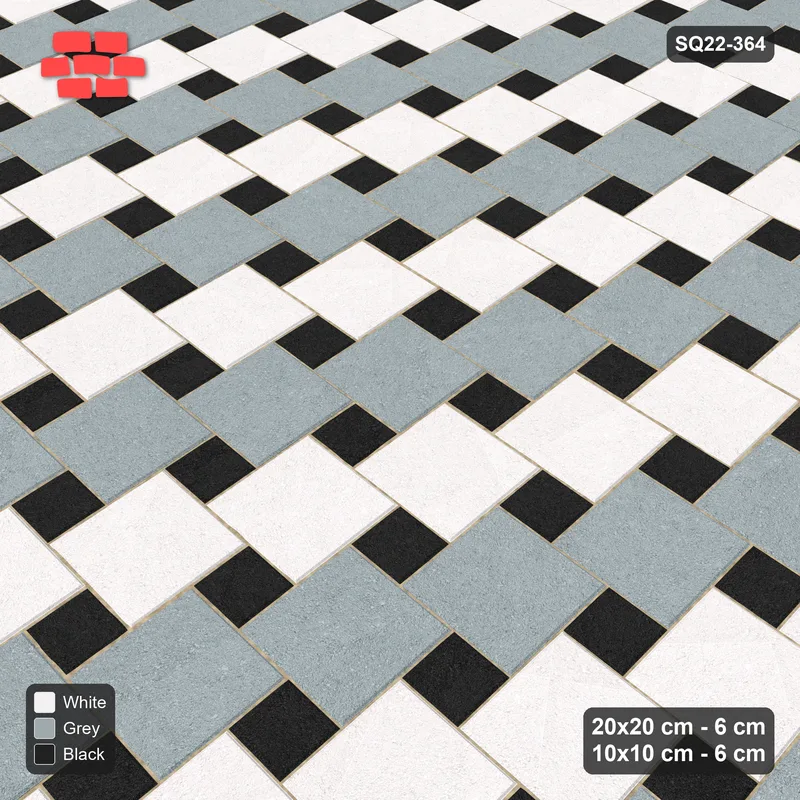 Interlock (Pasco) 20x20 cm · SQ22-364 · Offset Lattice, Stripes - Tuxedo (Mirrored) · Side view