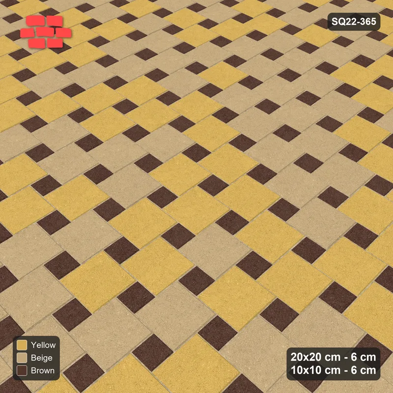 Interlock (Pasco) 20x20 cm · SQ22-365 · Offset Lattice, Blend - Harvest Gold (Mirrored) + Kerb · Side view