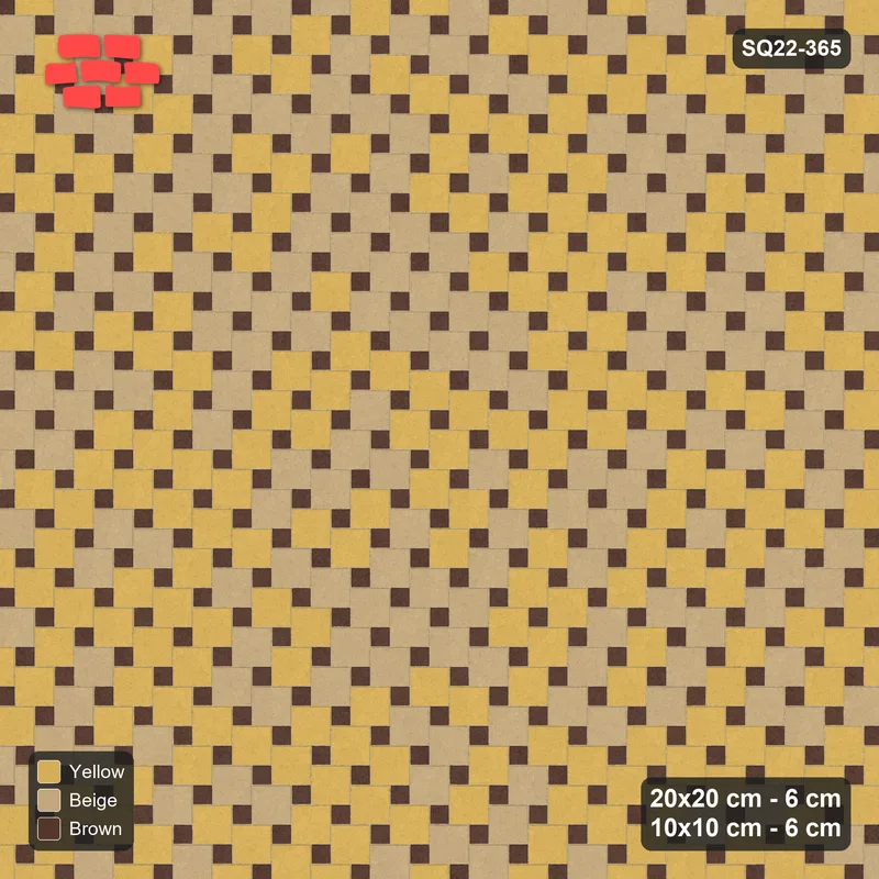 Interlock (Pasco) 20x20 cm · SQ22-365 · Offset Lattice, Blend - Harvest Gold (Mirrored) + Kerb · Top view