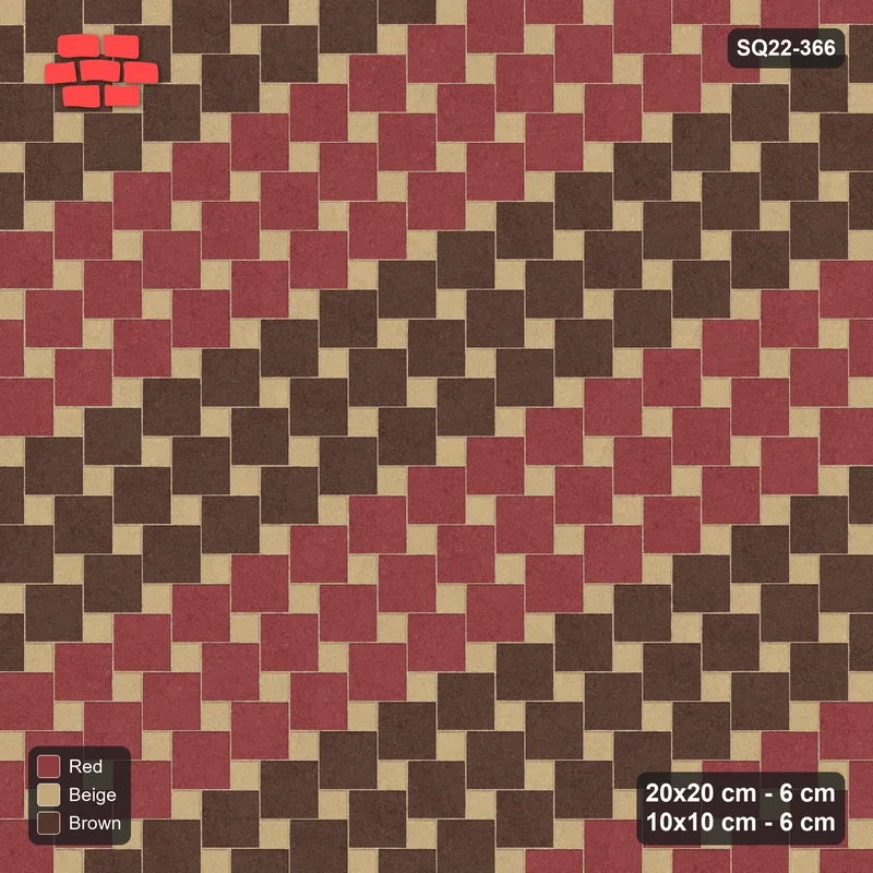 Interlock (Pasco) 20x20 cm · SQ22-366 · Offset Lattice, Bands - Tuscany · Top view