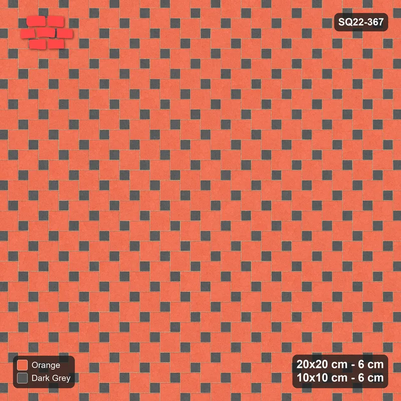 Interlock (Pasco) 20x20 cm · SQ22-367 · Offset Lattice, Solid - Ember · Top view