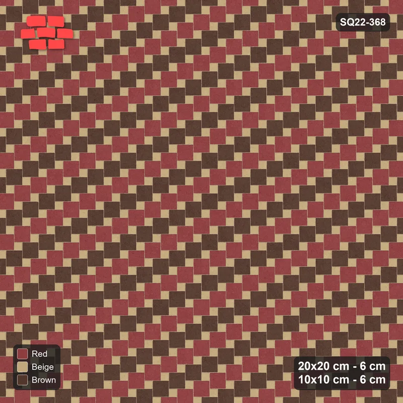 Interlock (Pasco) 20x20 cm · SQ22-368 · Offset Lattice, Rows - Tuscany · Top view