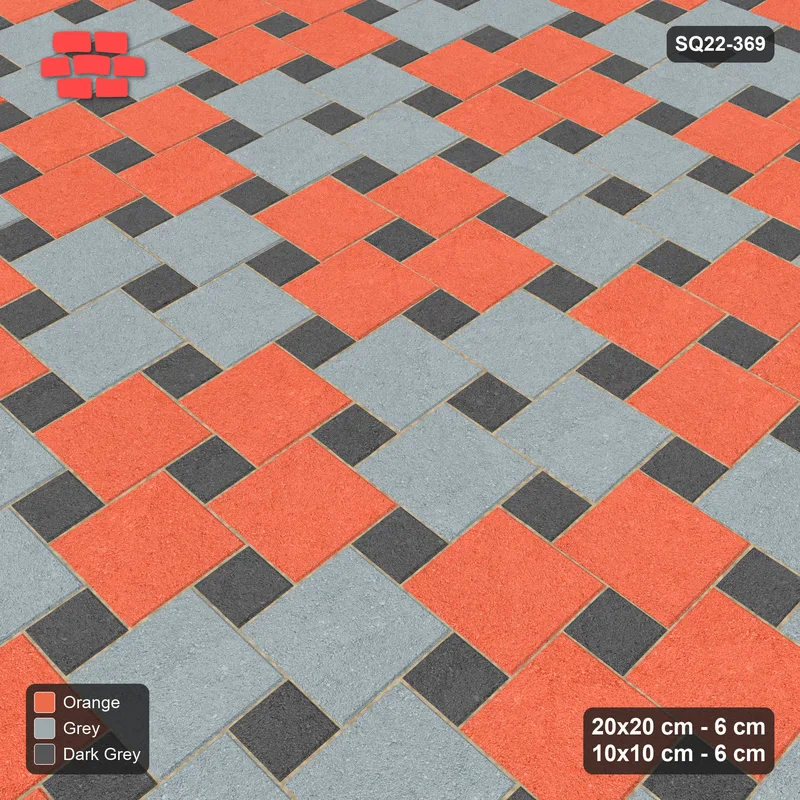 Interlock (Pasco) 20x20 cm · SQ22-369 · Offset Lattice, Checker - Sunset Slate (Mirrored) · Side view