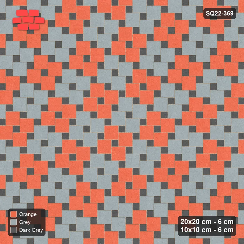 Interlock (Pasco) 20x20 cm · SQ22-369 · Offset Lattice, Checker - Sunset Slate (Mirrored) · Top view