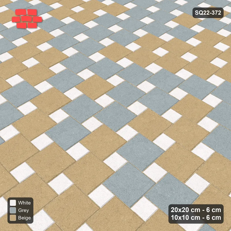 Interlock (Pasco) 20x20 cm · SQ22-372 · Offset Lattice, Blend - Coastal · Side view