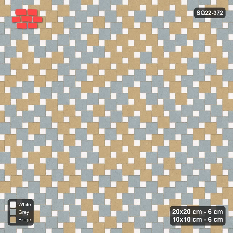 Interlock (Pasco) 20x20 cm · SQ22-372 · Offset Lattice, Blend - Coastal · Top view