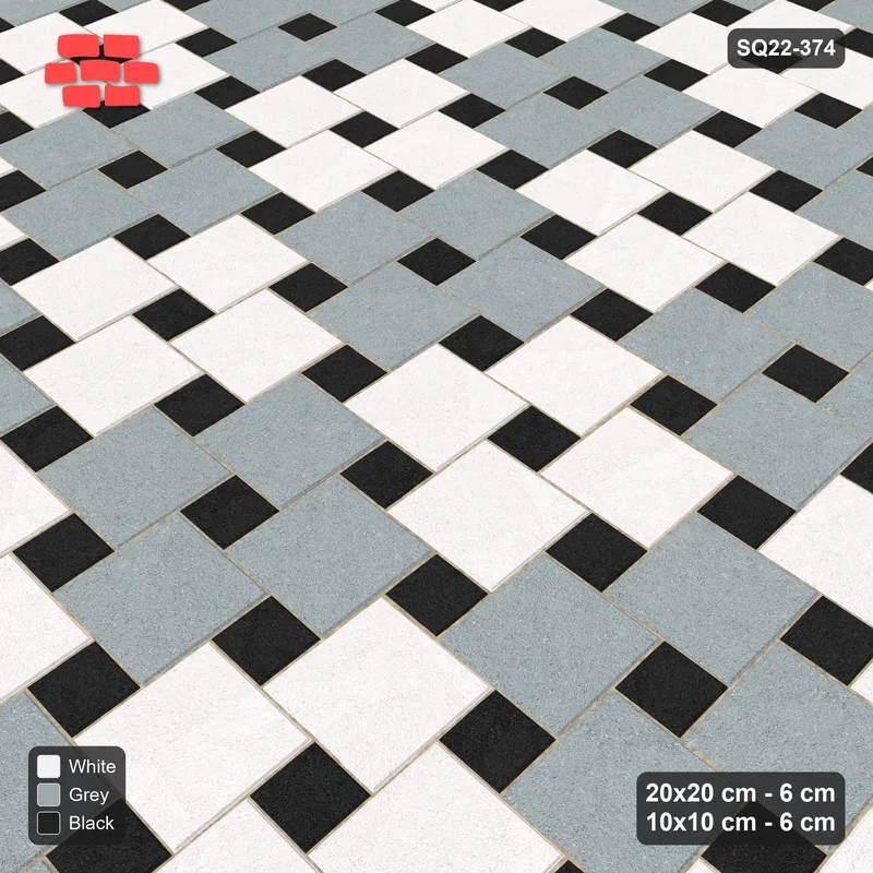 Interlock (Pasco) 20x20 cm · SQ22-374 · Offset Lattice, Checker - Tuxedo (Mirrored) · Side view