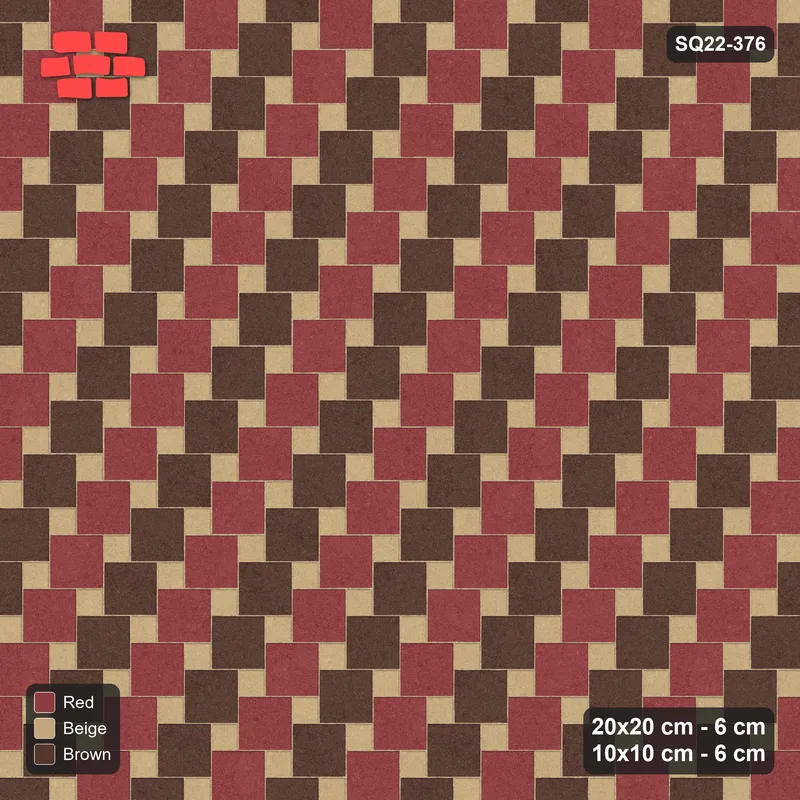 Interlock (Pasco) 20x20 cm · SQ22-376 · Offset Lattice, Stripes - Tuscany (Mirrored) · Top view