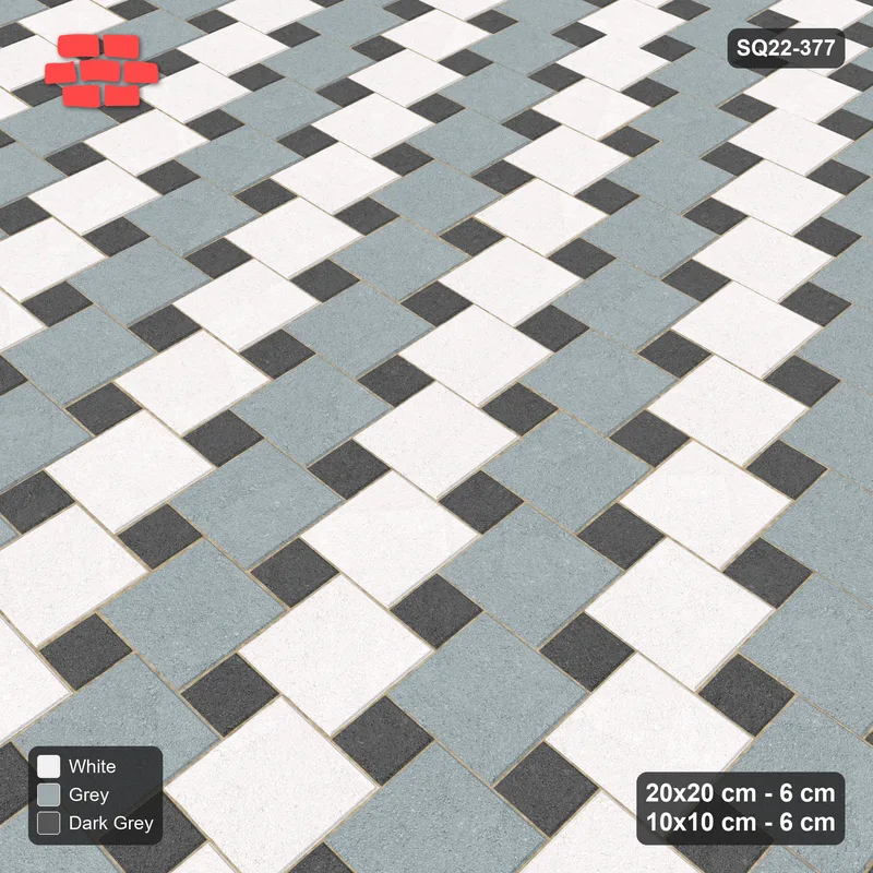 Interlock (Pasco) 20x20 cm · SQ22-377 · Offset Lattice, Stripes - Monochrome · Side view