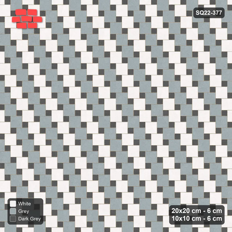Interlock (Pasco) 20x20 cm · SQ22-377 · Offset Lattice, Stripes - Monochrome · Top view