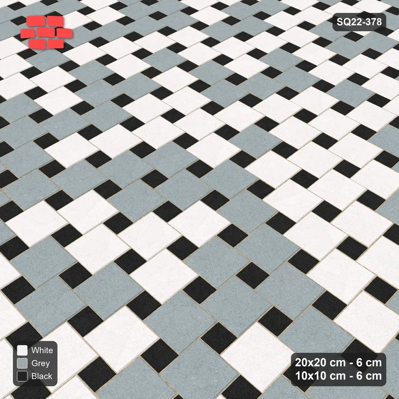 Interlock (Pasco) 20x20 cm · SQ22-378 · Offset Lattice, Blend - Tuxedo (Mirrored) · Side view