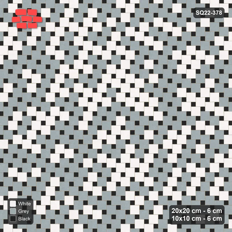Interlock (Pasco) 20x20 cm · SQ22-378 · Offset Lattice, Blend - Tuxedo (Mirrored) · Top view