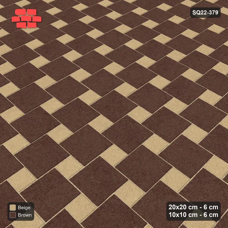 Interlock (Pasco) 20x20 cm · SQ22-379 · Offset Lattice, Swapped - Sandstone (Mirrored) · Side view