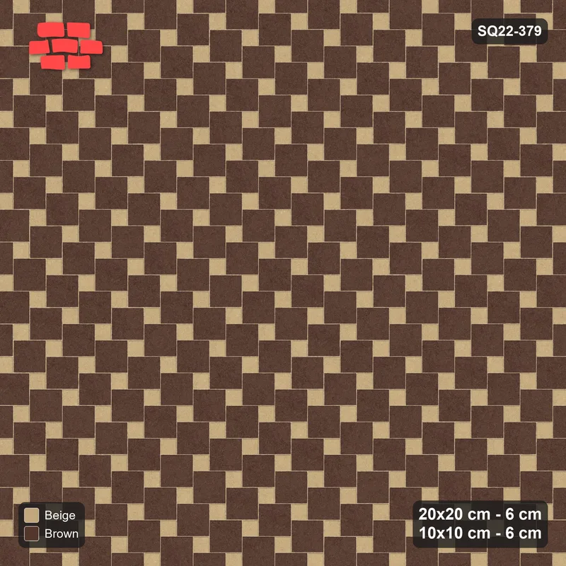 Interlock (Pasco) 20x20 cm · SQ22-379 · Offset Lattice, Swapped - Sandstone (Mirrored) · Top view