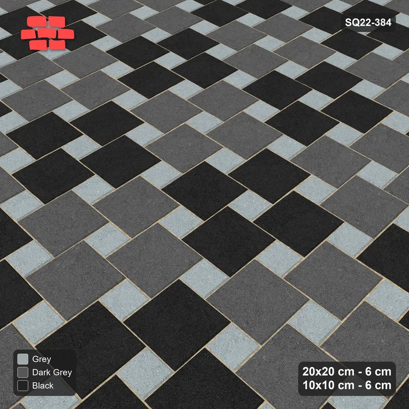 Interlock (Pasco) 20x20 cm · SQ22-384 · Offset Lattice, Checker - Graphite Scale (Mirrored) · Side view