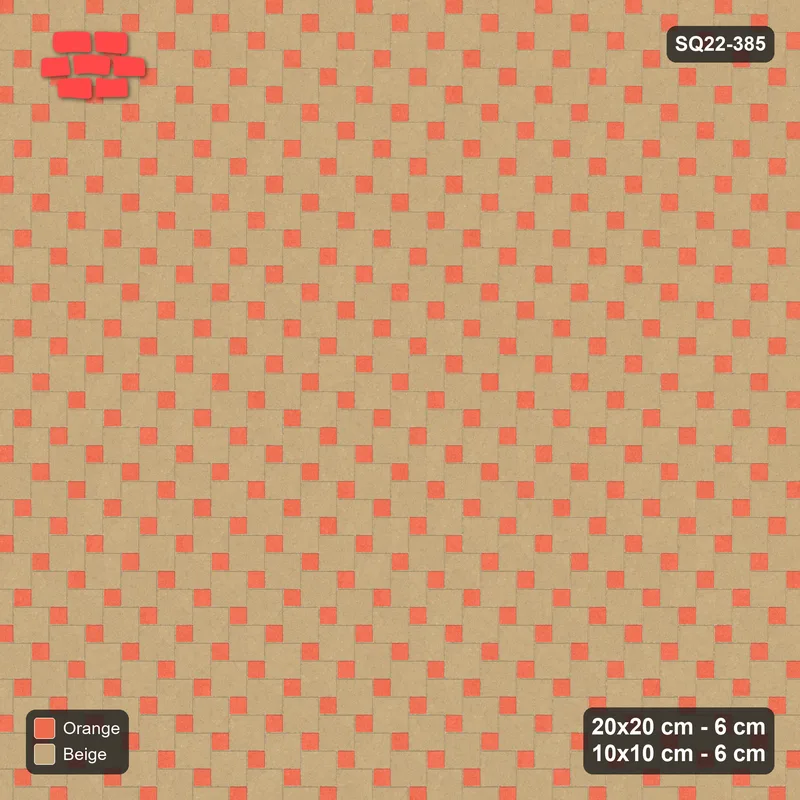 Interlock (Pasco) 20x20 cm · SQ22-385 · Offset Lattice, Swapped - Clay Court (Mirrored) + Kerb · Top view
