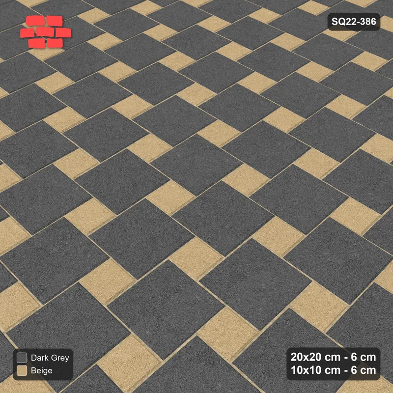 Interlock (Pasco) 20x20 cm · SQ22-386 · Offset Lattice, Solid - Stone & Earth (Mirrored) · Side view