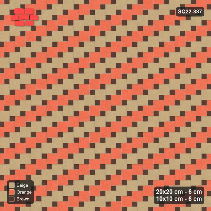 Interlock (Pasco) 20x20 cm · SQ22-387 · Offset Lattice, Rows - Autumn · Top view