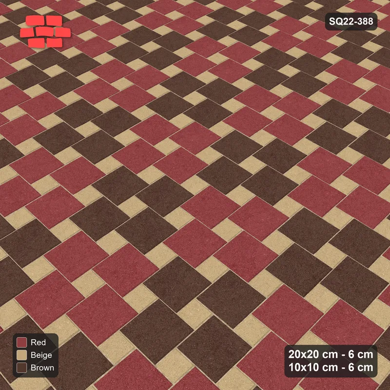 Interlock (Pasco) 20x20 cm · SQ22-388 · Offset Lattice, Checker - Tuscany · Side view