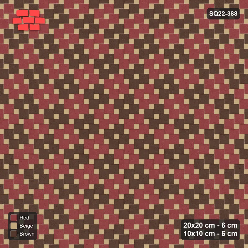Interlock (Pasco) 20x20 cm · SQ22-388 · Offset Lattice, Checker - Tuscany · Top view