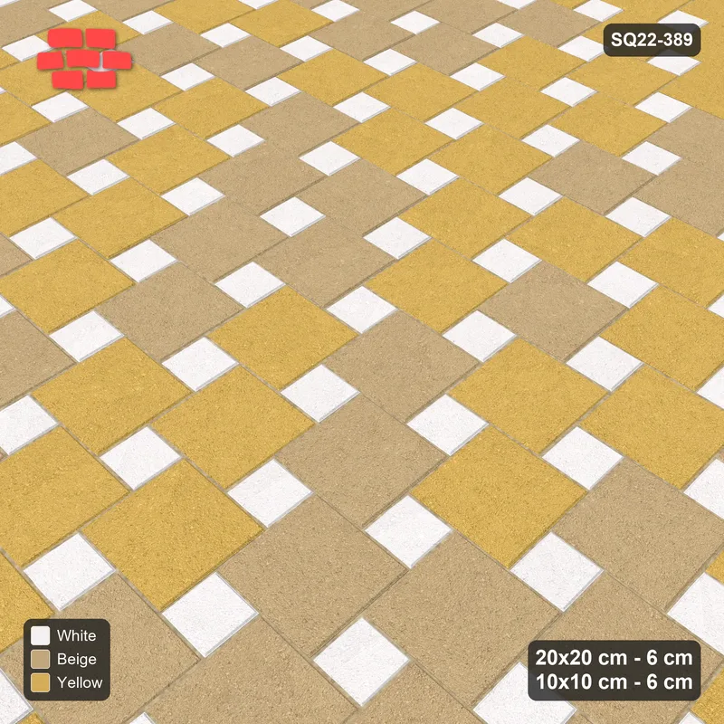 Interlock (Pasco) 20x20 cm · SQ22-389 · Offset Lattice, Blend - Golden Sand · Side view