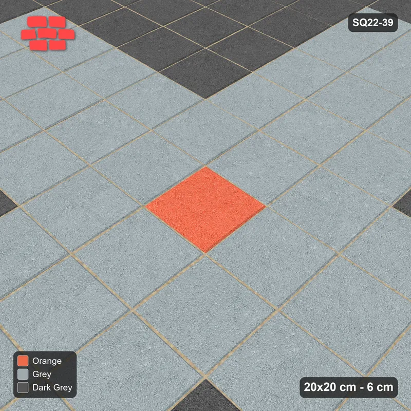 Interlock (Pasco) 20x20 cm · SQ22-39 · Slate Cross with Coral Core · Side view