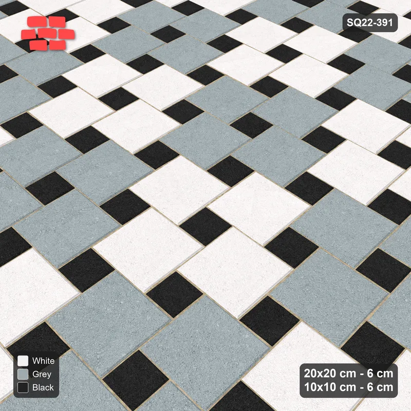 Interlock (Pasco) 20x20 cm · SQ22-391 · Offset Lattice, Checker - Tuxedo · Side view