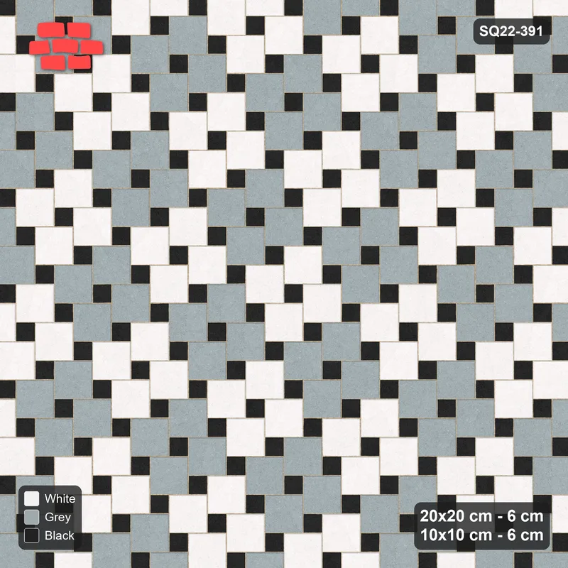 Interlock (Pasco) 20x20 cm · SQ22-391 · Offset Lattice, Checker - Tuxedo · Top view