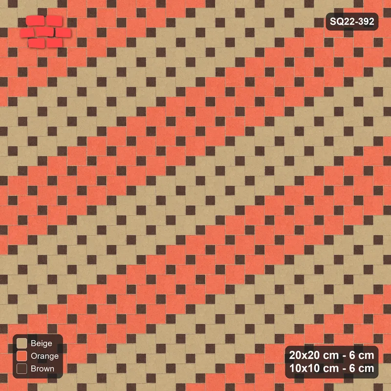 Interlock (Pasco) 20x20 cm · SQ22-392 · Offset Lattice, Bands - Autumn · Top view