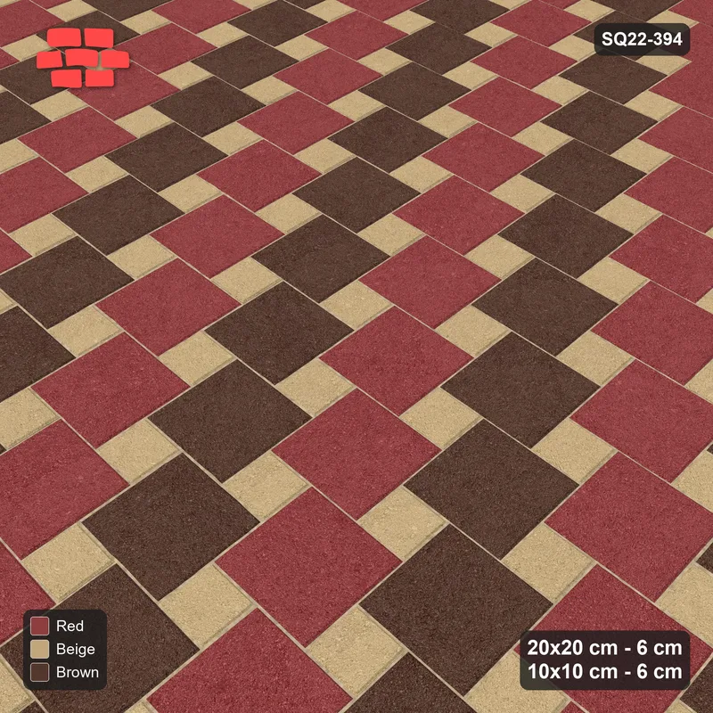 Interlock (Pasco) 20x20 cm · SQ22-394 · Offset Lattice, Stripes - Tuscany · Side view