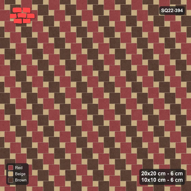 Interlock (Pasco) 20x20 cm · SQ22-394 · Offset Lattice, Stripes - Tuscany · Top view