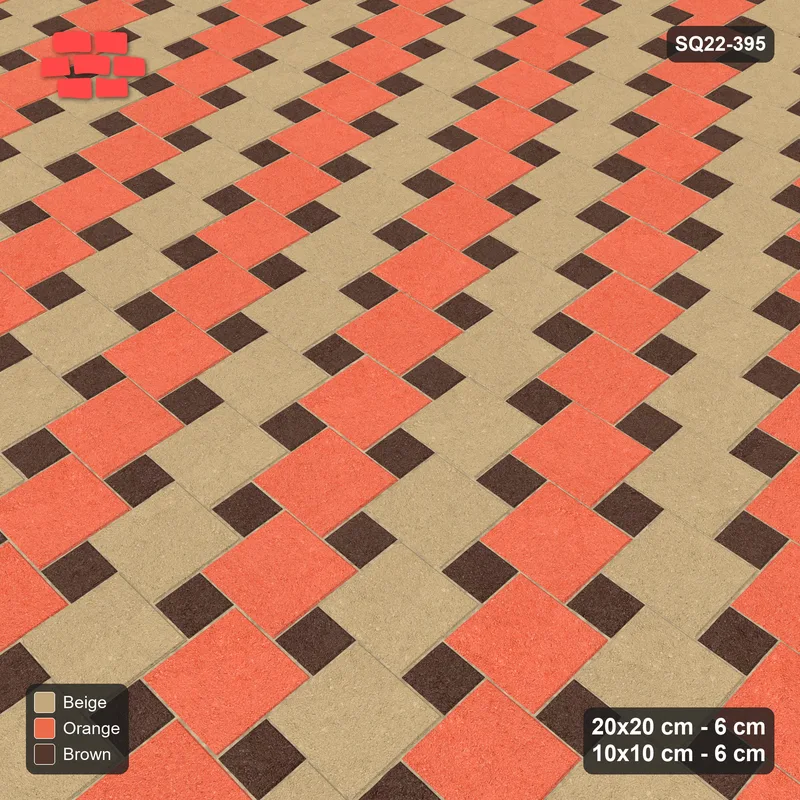 Interlock (Pasco) 20x20 cm · SQ22-395 · Offset Lattice, Stripes - Autumn + Kerb · Side view