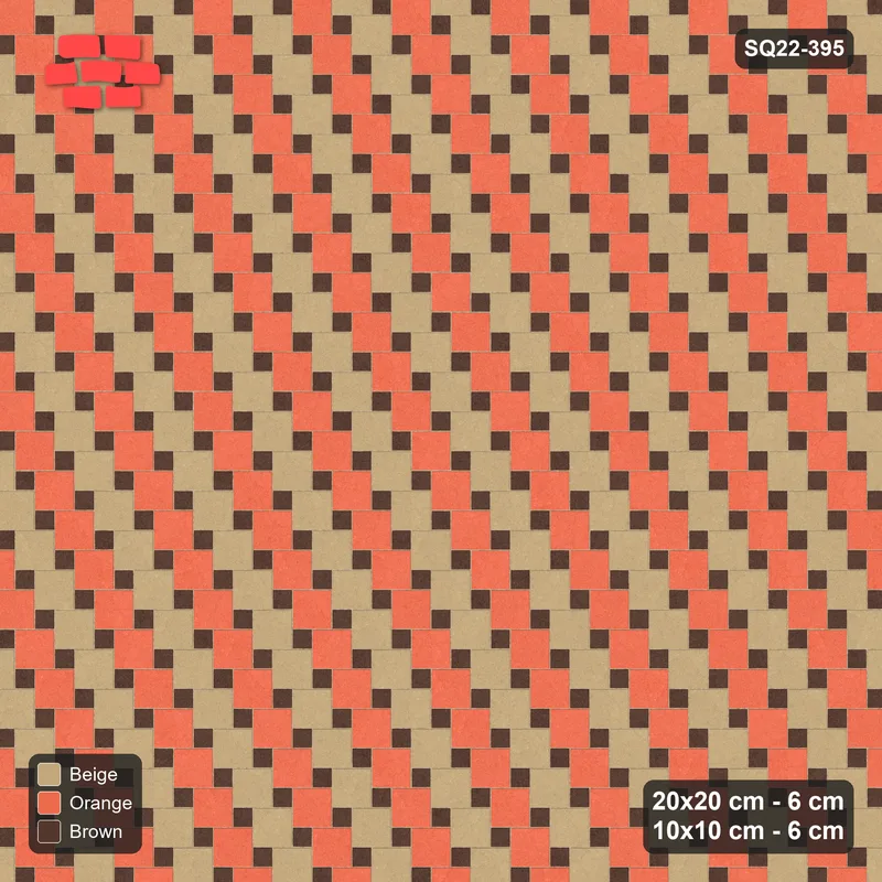 Interlock (Pasco) 20x20 cm · SQ22-395 · Offset Lattice, Stripes - Autumn + Kerb · Top view