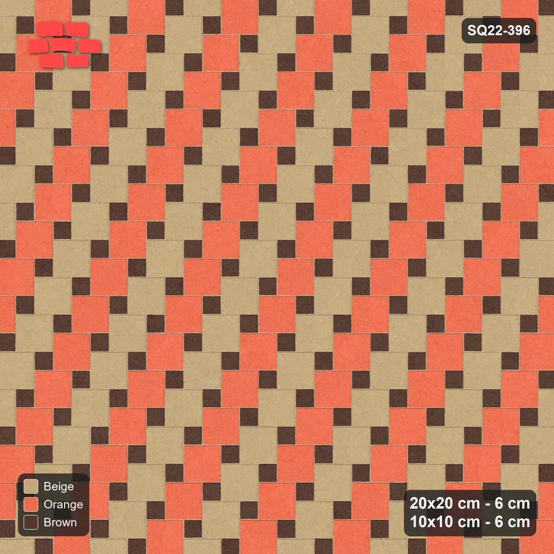 Interlock (Pasco) 20x20 cm · SQ22-396 · Offset Lattice, Stripes - Autumn (Mirrored) · Top view